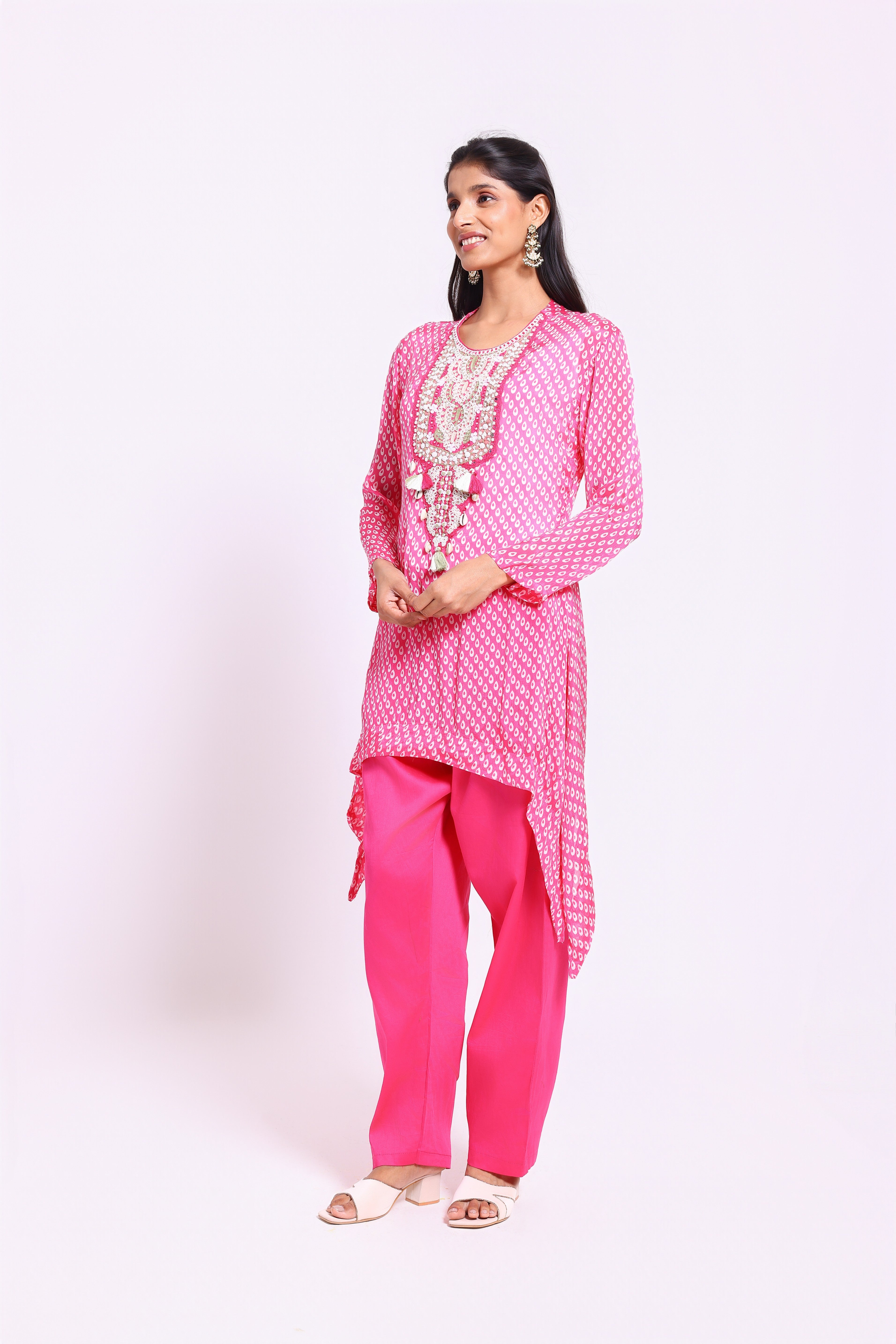Pink Pearl Embellished Kurta Set