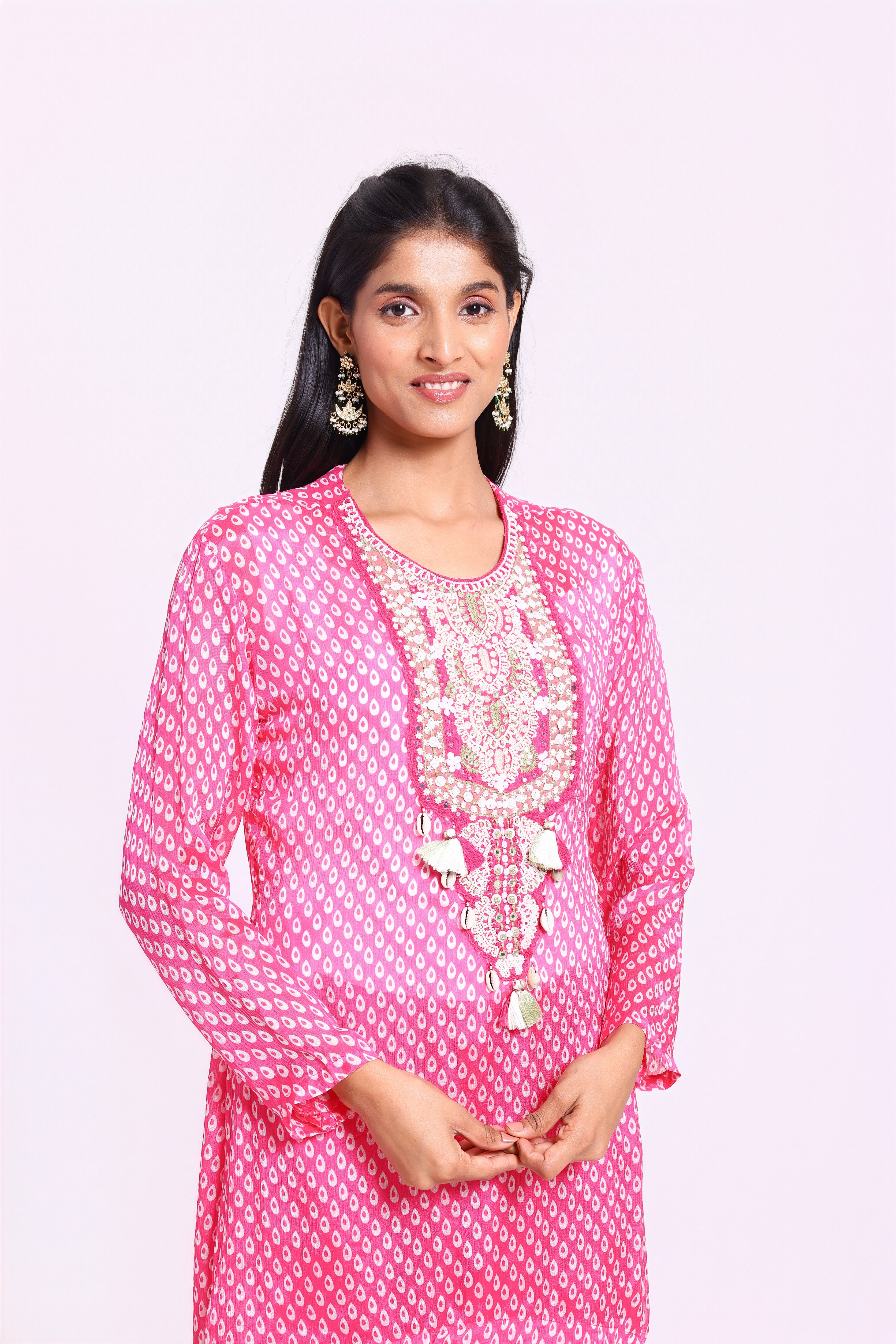 Pink Pearl Embellished Kurta Set