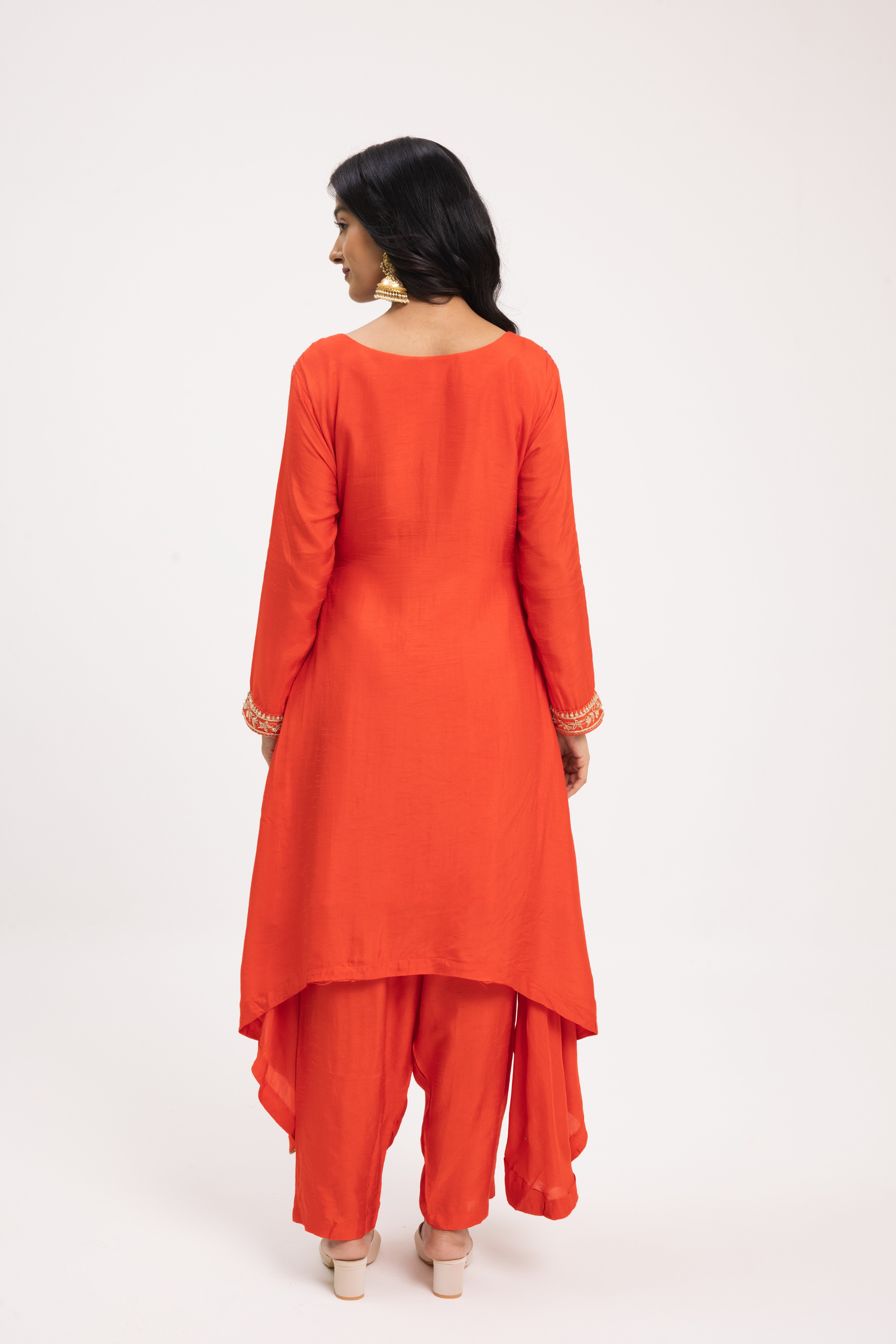 Orange Embroidered Salwar Suit Set