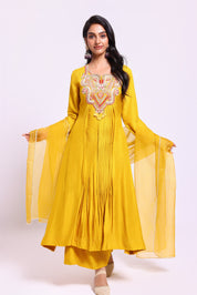 Yellow Pleated Suit Set