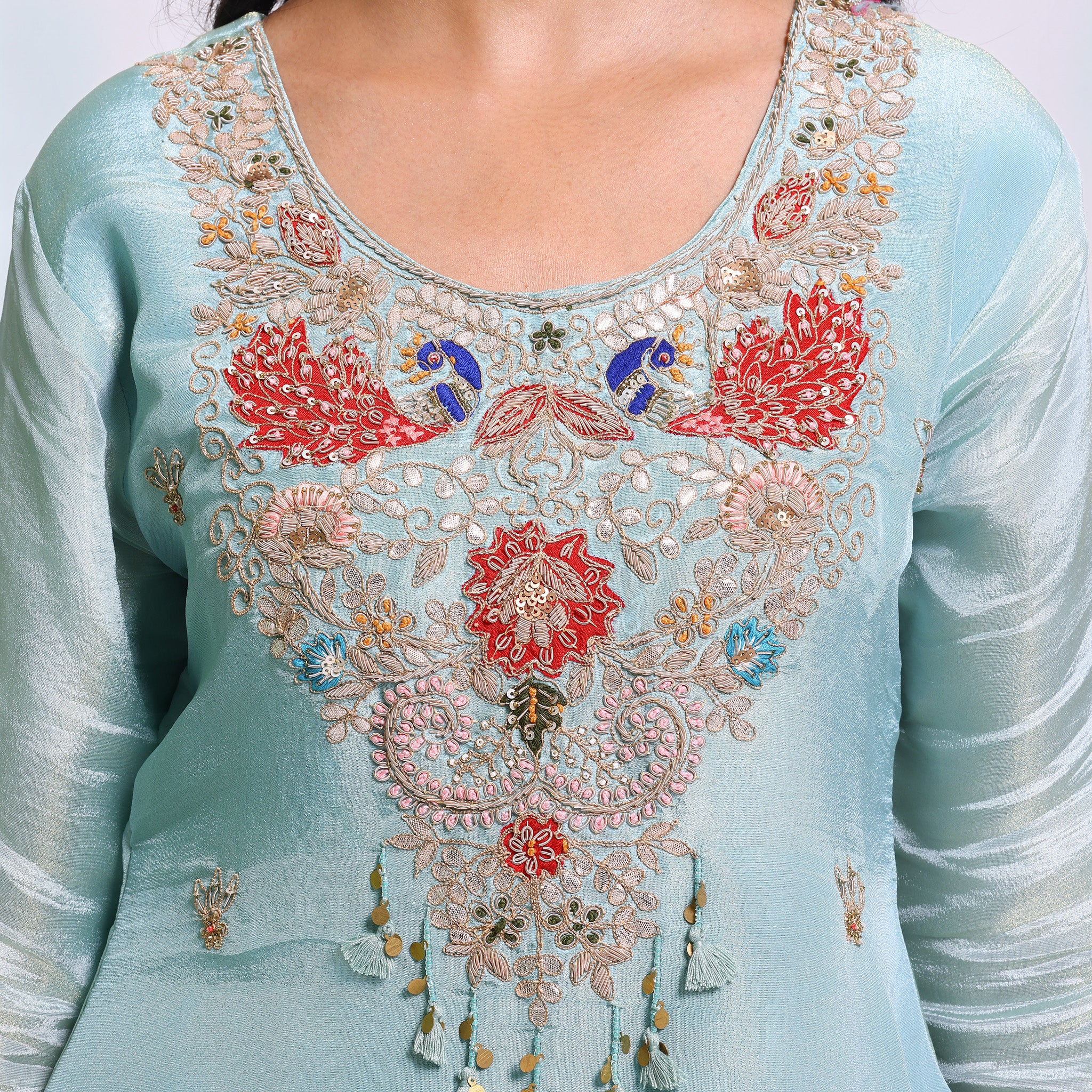 Pastel Blue Embroidered Set