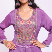 Lavender Embroidered Kurta Palazzo Set