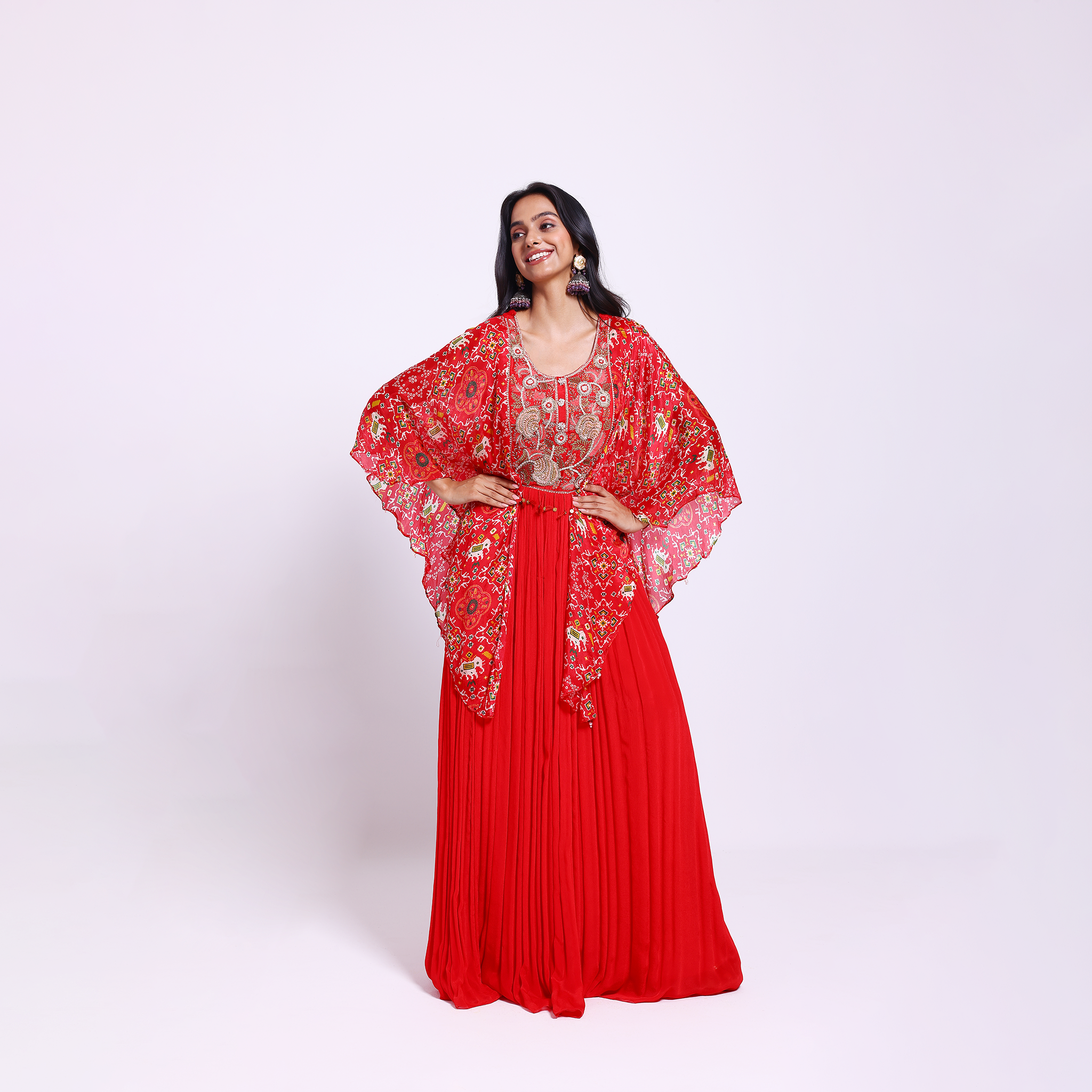 Red Embroidered Ethnic Gown