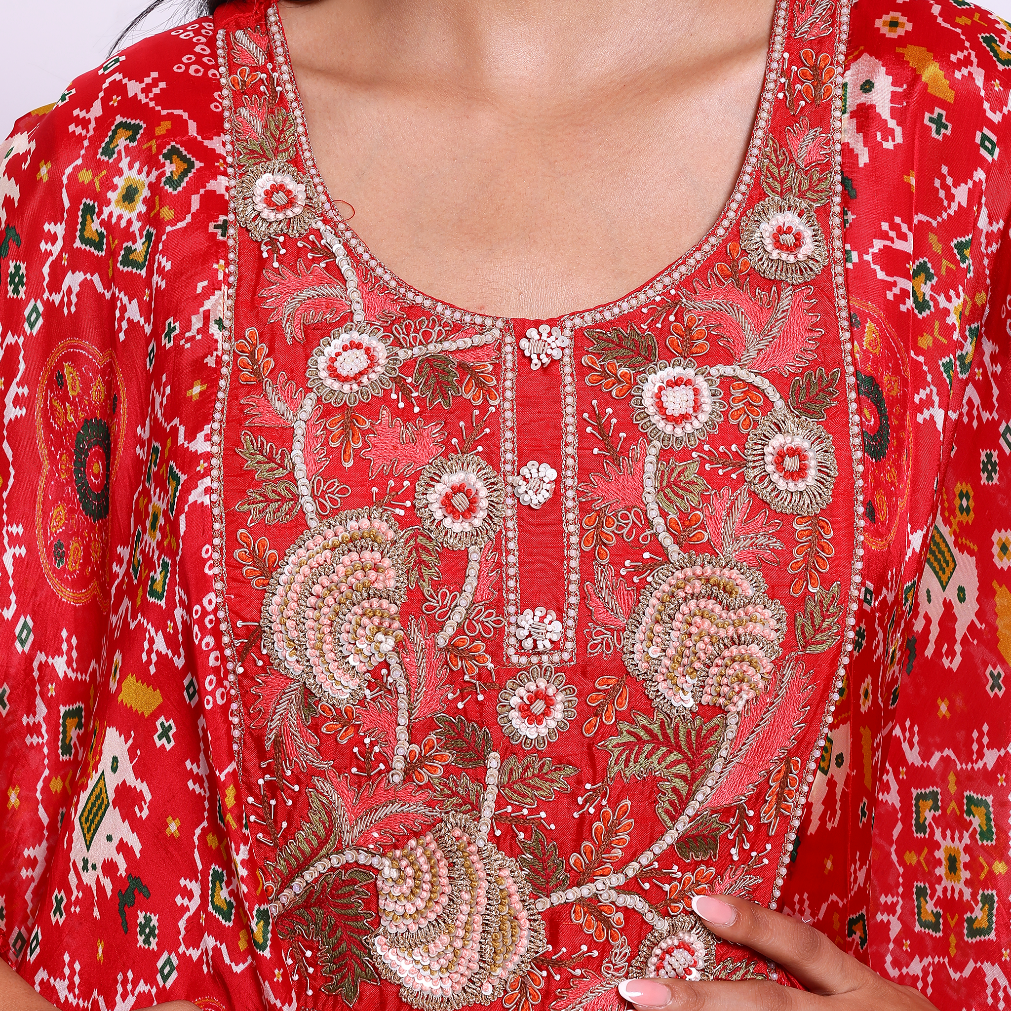 Red Embroidered Ethnic Gown