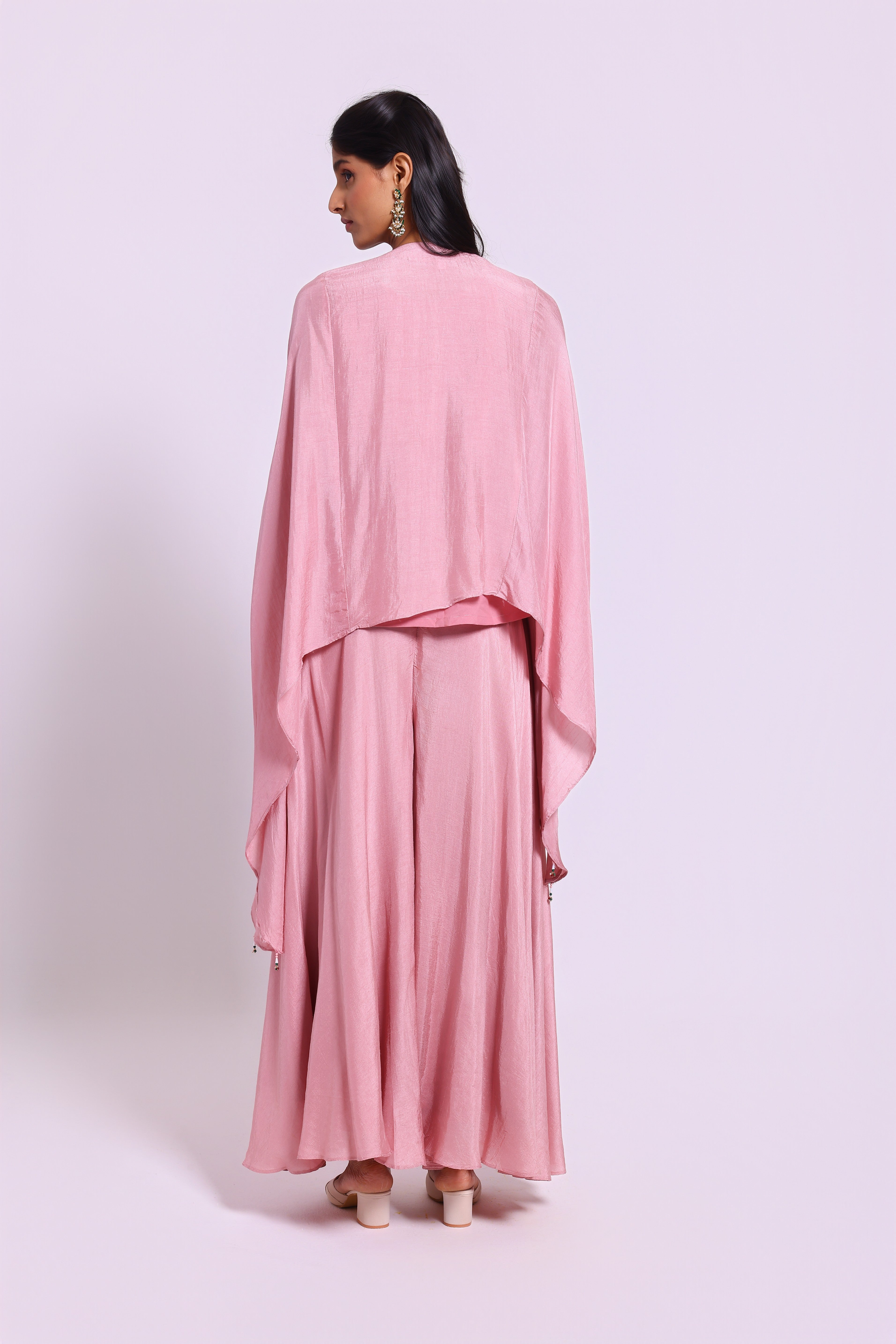 Dusty Pink Embroidered Cape set