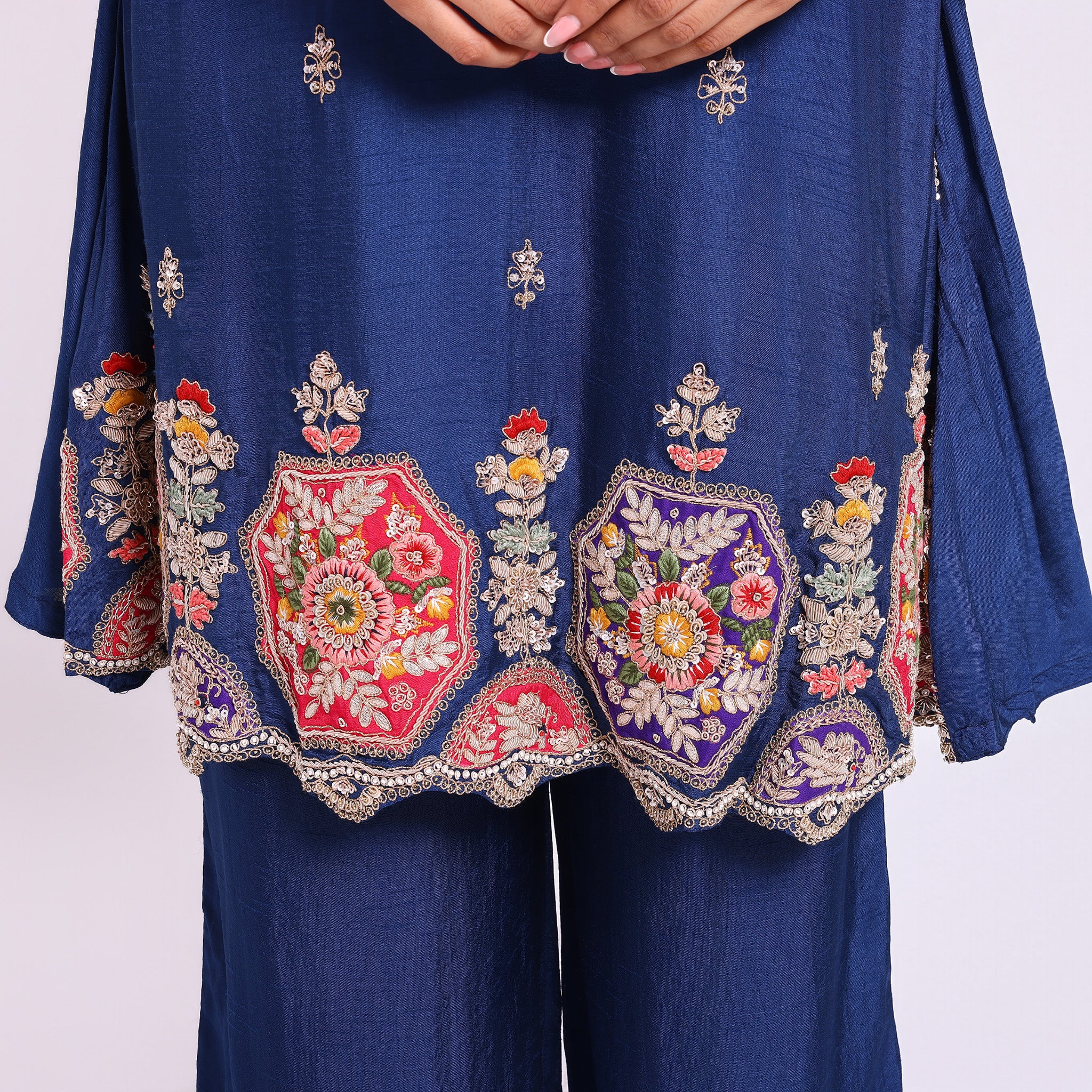 Navy Blue embroidered Kurta Set