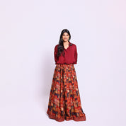 Maroon Shirt & Skirt Set