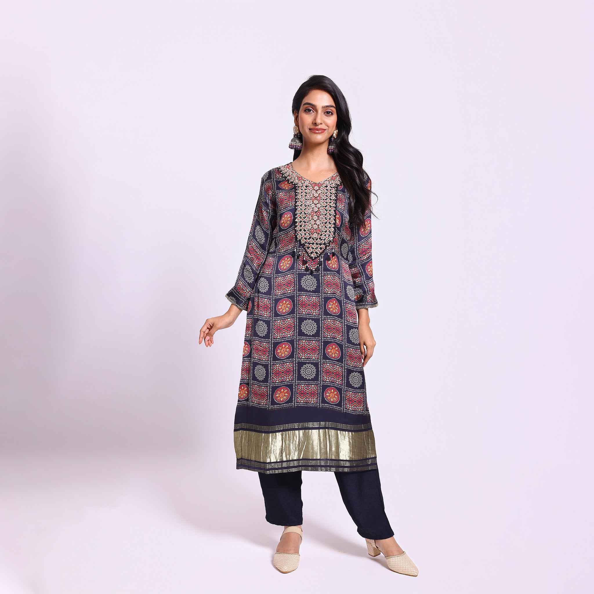 Black Bandhani Printed Kurta set