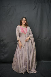 Traditional Mauve Kurta Skirt Dupatta Set