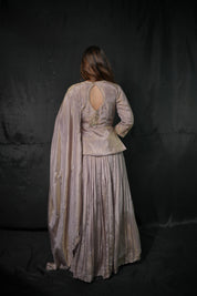 Traditional Mauve Kurta Skirt Dupatta Set