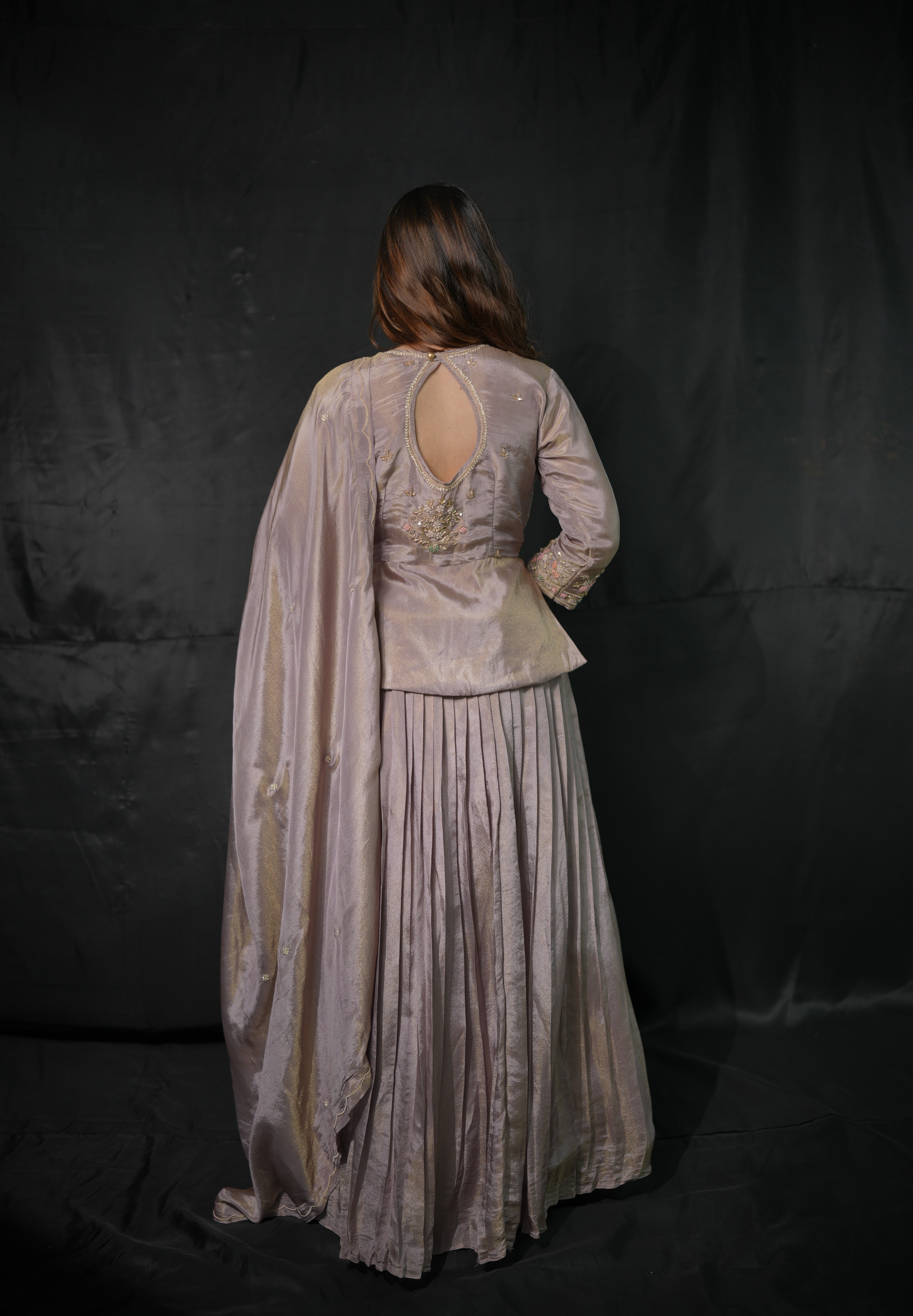 Traditional Mauve Kurta Skirt Dupatta Set