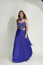 Royal Blue Corset Lehenga Set