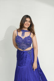 Royal Blue Corset Lehenga Set