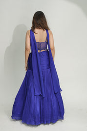 Royal Blue Corset Lehenga Set