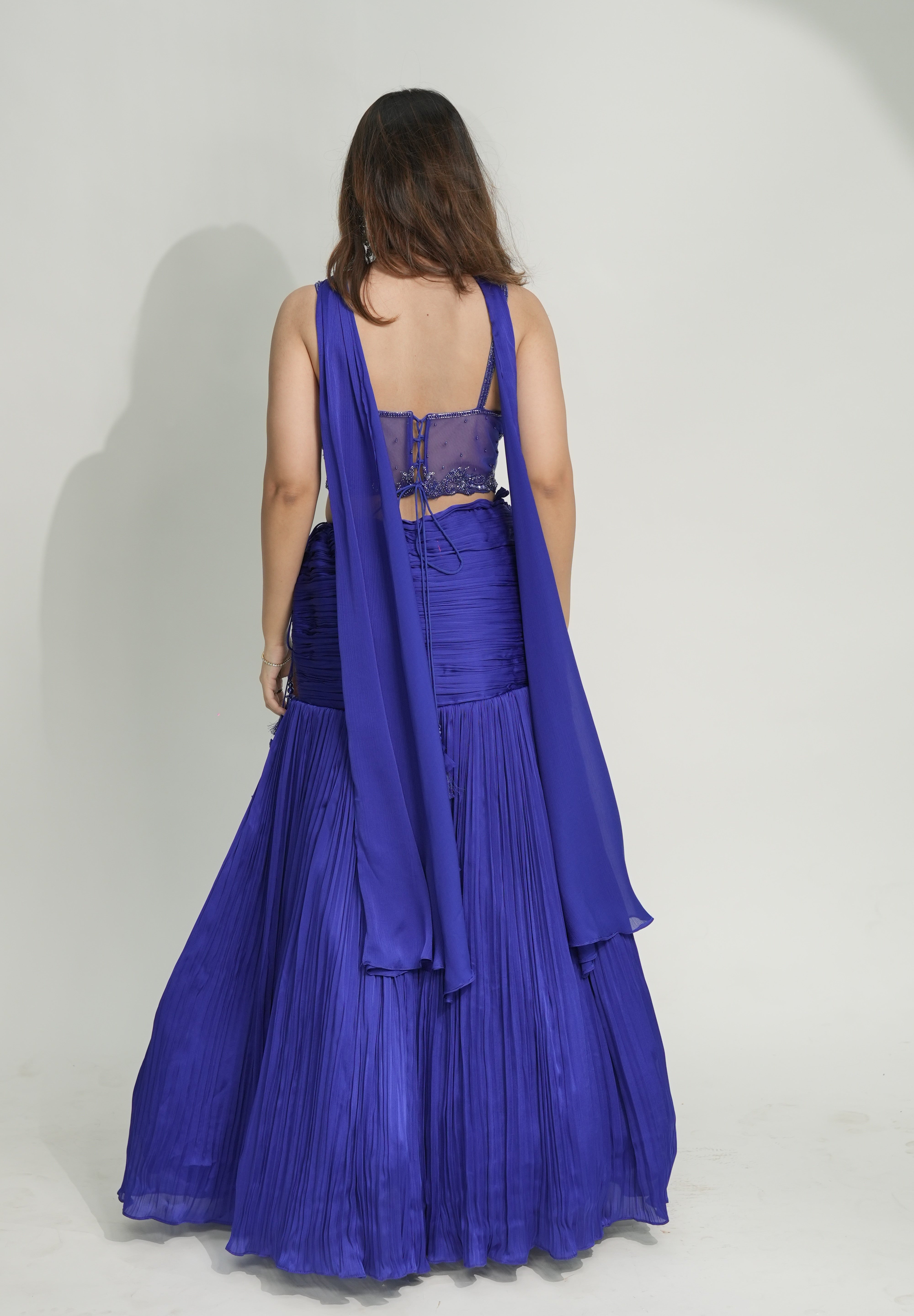 Royal Blue Corset Lehenga Set