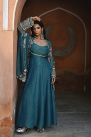 Teal Petal Luxe Kurta Gown with Dupatta