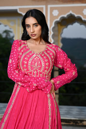 Pink Aura Embroidered Anarkali