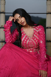 Pink Aura Embroidered Anarkali
