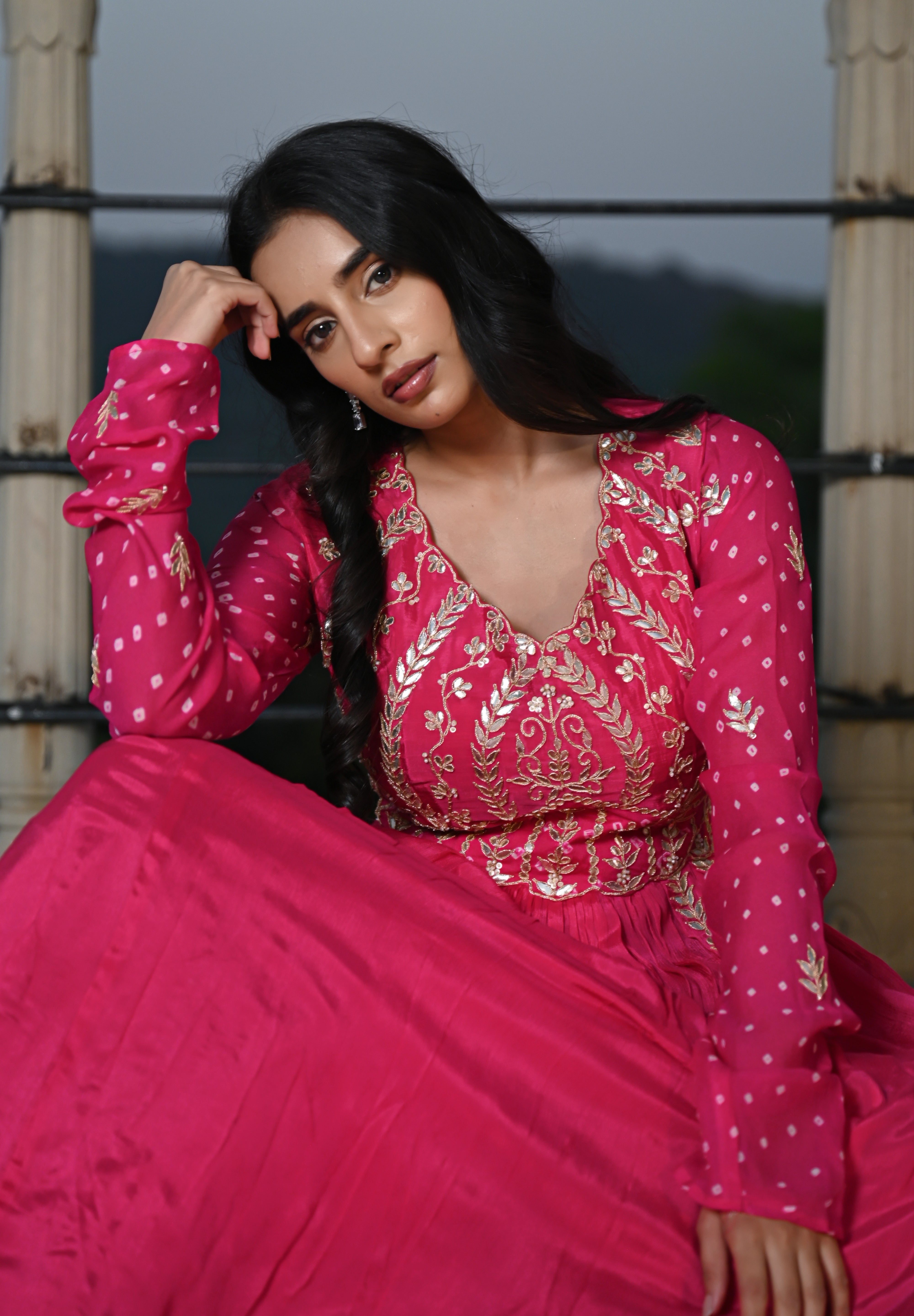Pink Aura Embroidered Anarkali
