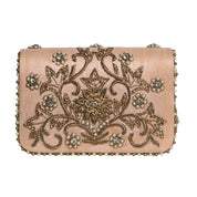 Blush Pink Embroidered Evening Clutch