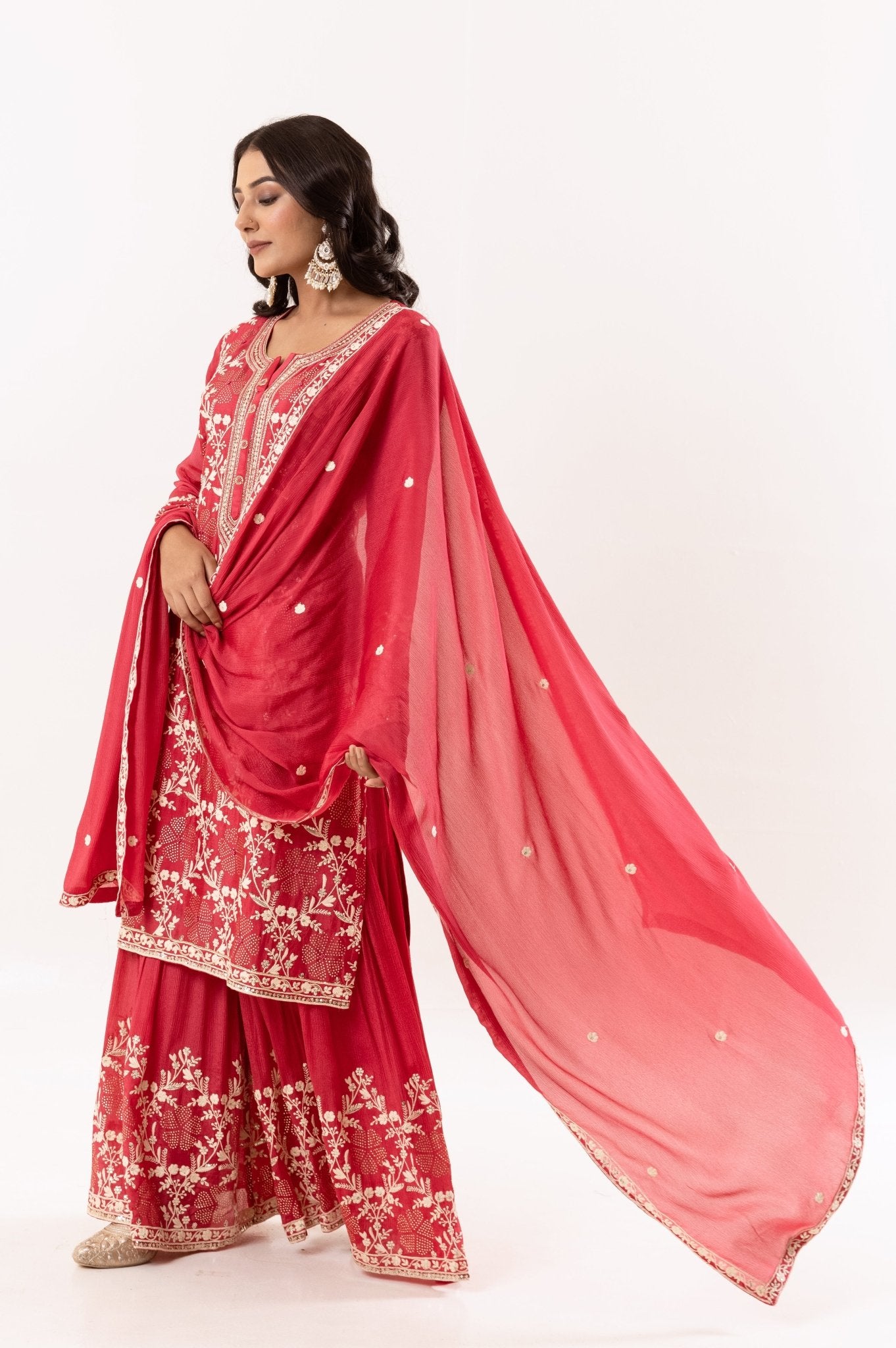 Elegant Red Floral Embroidered Kurta Set - Tulsistudiolifestyletest