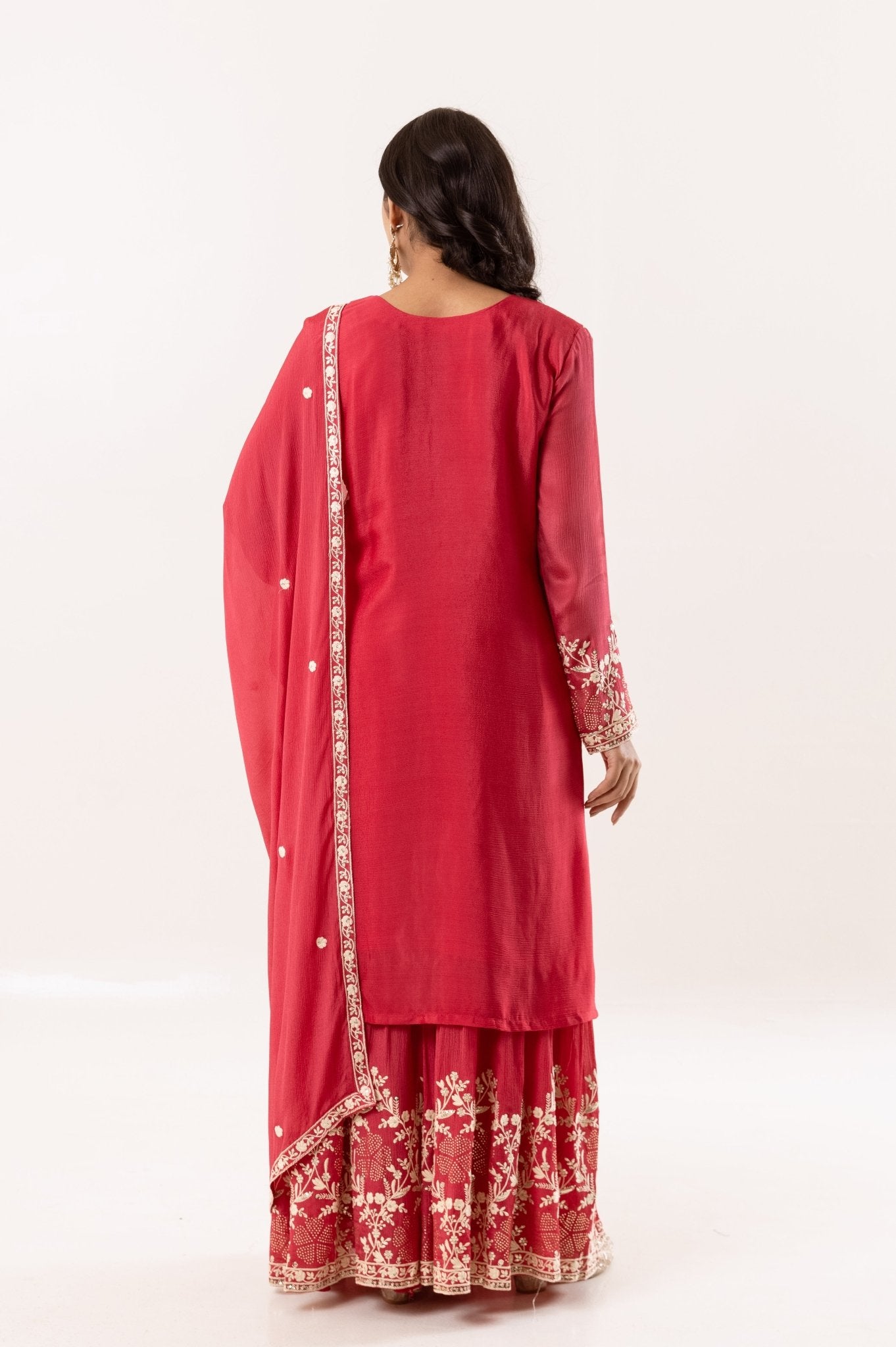 Elegant Red Floral Embroidered Kurta Set - Tulsistudiolifestyletest