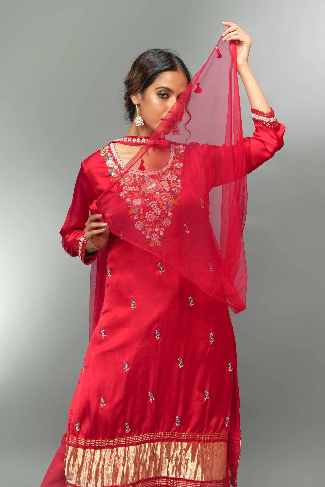 Gajji Silk Kurta Palazzo With Dupatta - Tulsistudiolifestyletest