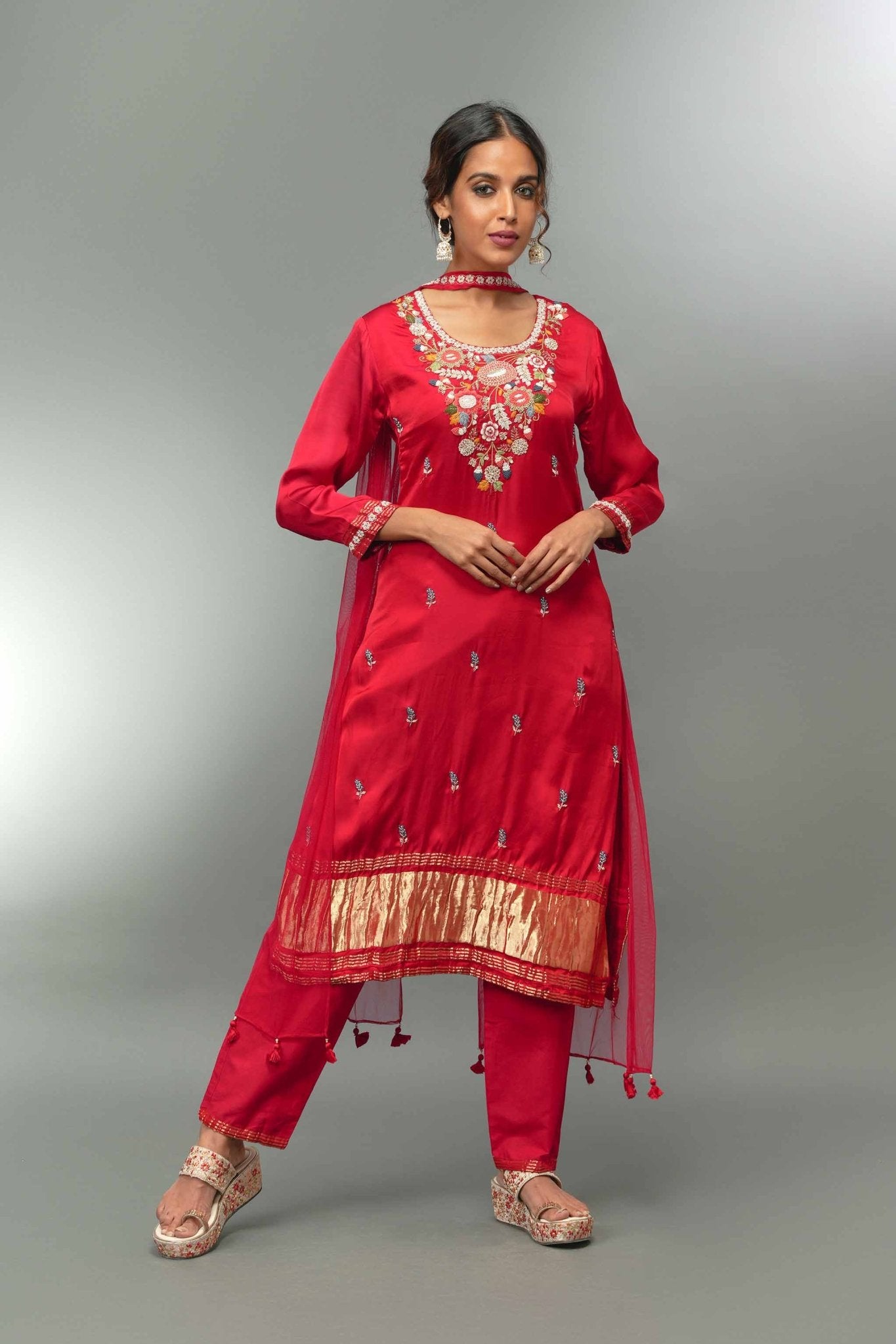 Gajji Silk Kurta Palazzo With Dupatta - Tulsistudiolifestyletest