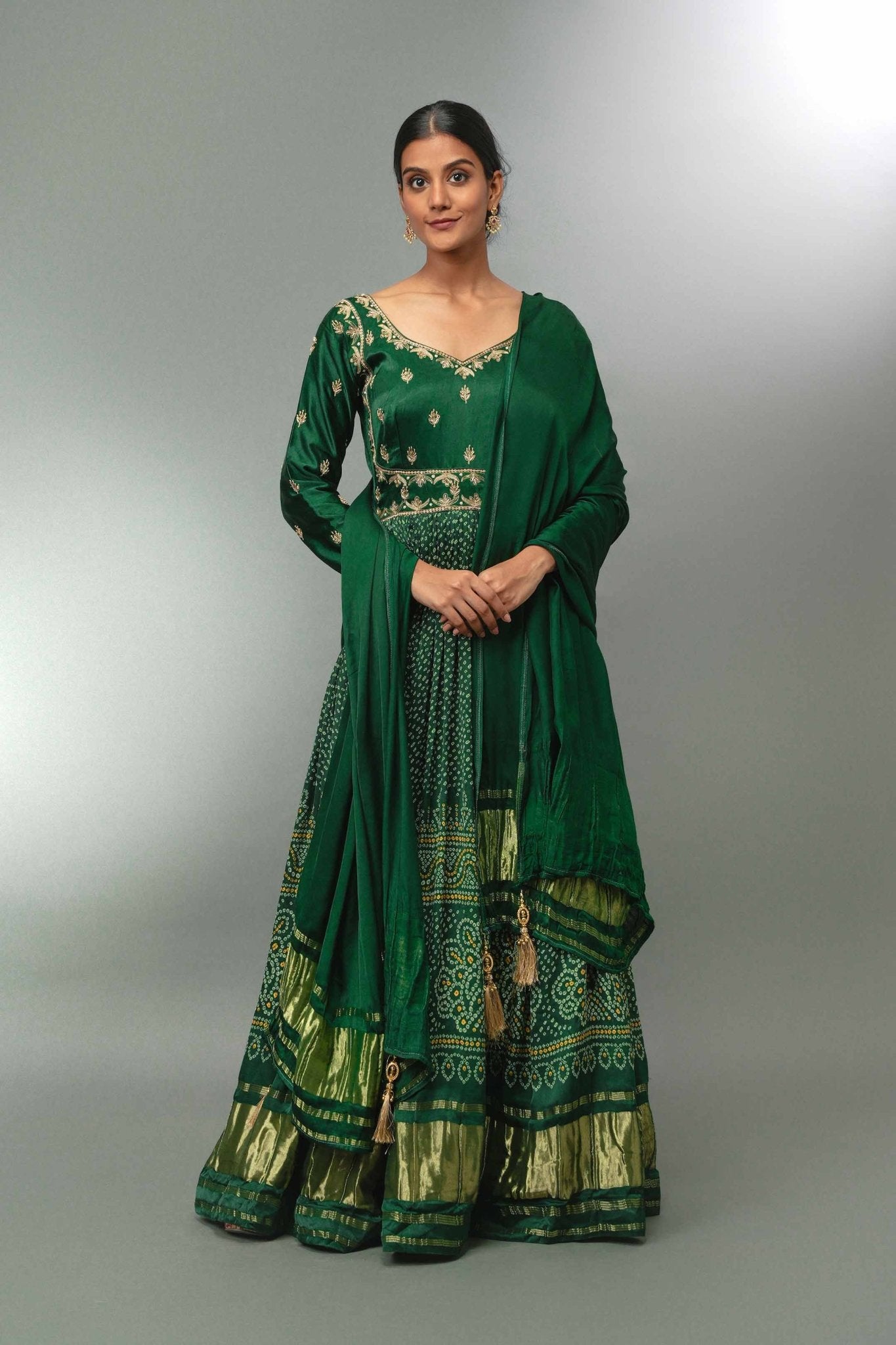 Gajji Silk Long Anarkali With Dupatta - Tulsistudiolifestyletest