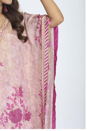 Magenta Tissue Kaftan with Crepe Palazzo featuring Stone, Pearl, and Mirror Work - Tulsistudiolifestyletest