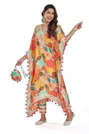 Multicolor With Floral Print Kaftan Pant Set - Tulsistudiolifestyletest
