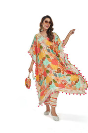 Multicolor With Floral Print Kaftan Pant Set - Tulsistudiolifestyletest