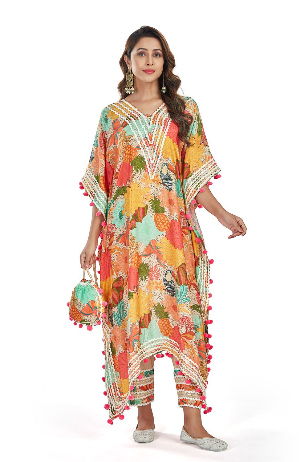 Multicolor With Floral Print Kaftan Pant Set - Tulsistudiolifestyletest