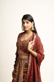 Brown -Ivory Ethnic Lehenga