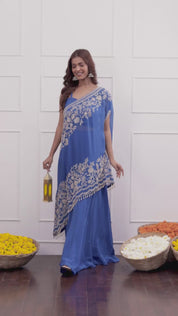 Royal Blue One Shoulder Indo-Western Dress