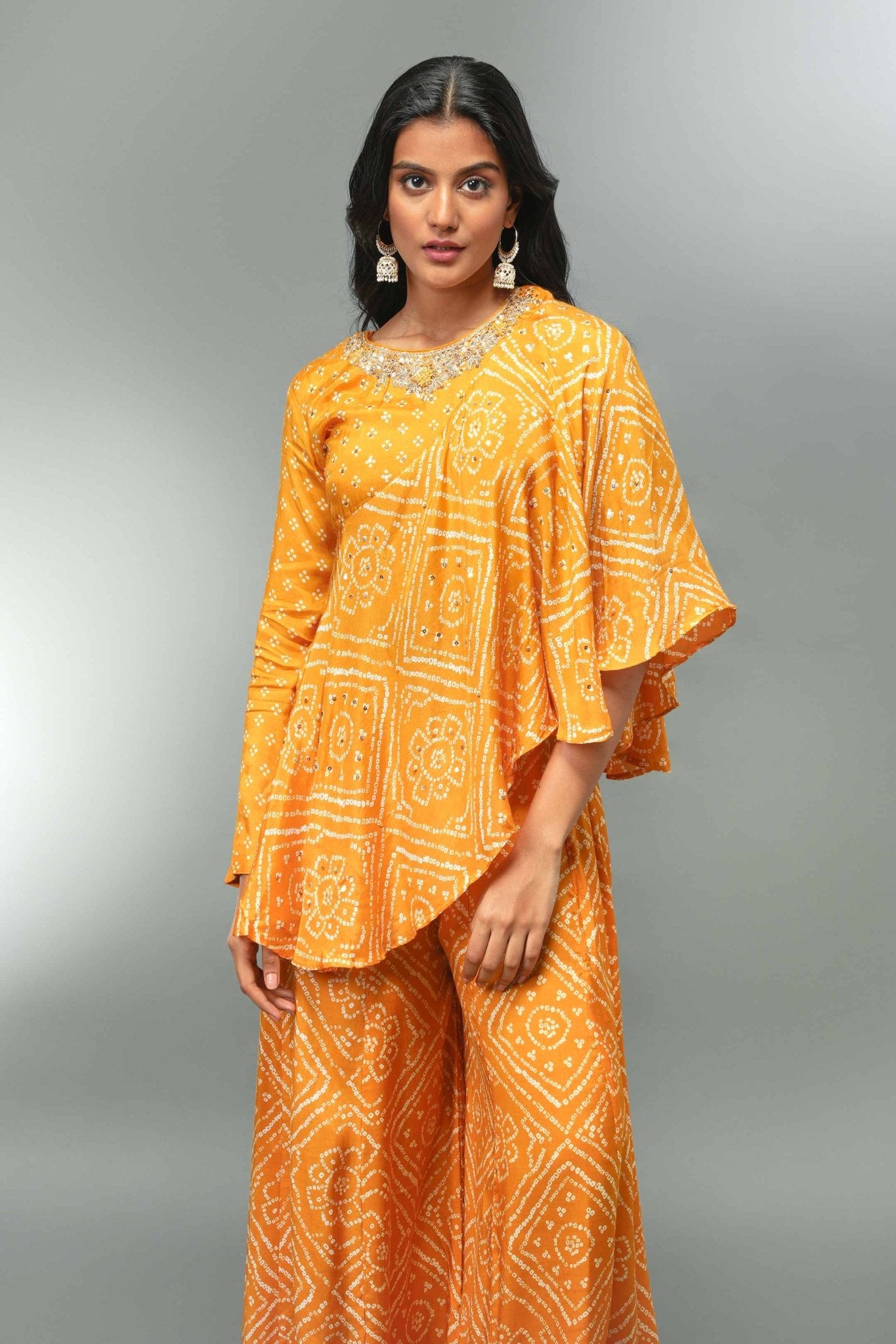 Printed Bandhej Peplum With Palazzo Set - Tulsistudiolifestyletest