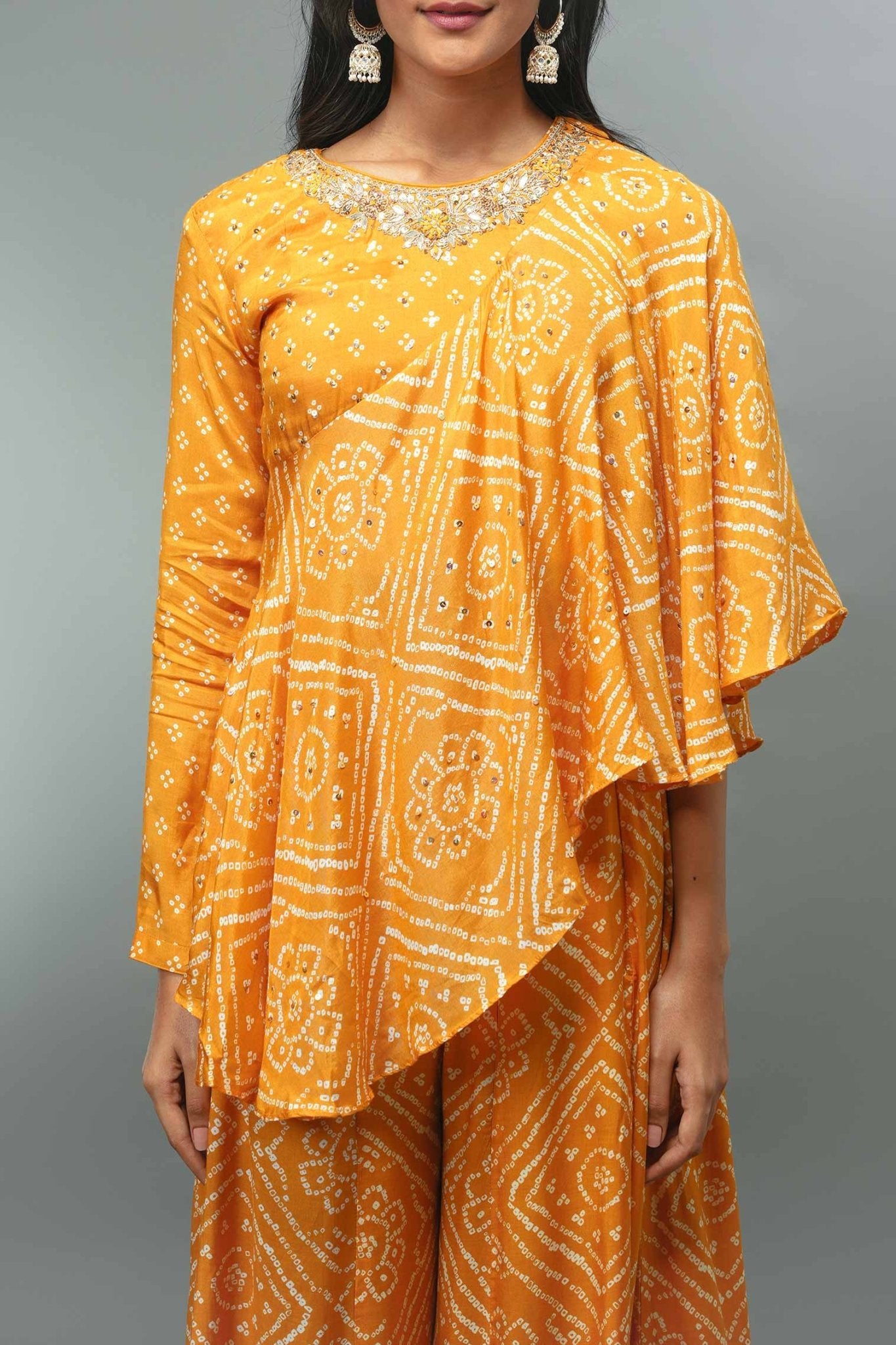 Printed Bandhej Peplum With Palazzo Set - Tulsistudiolifestyletest