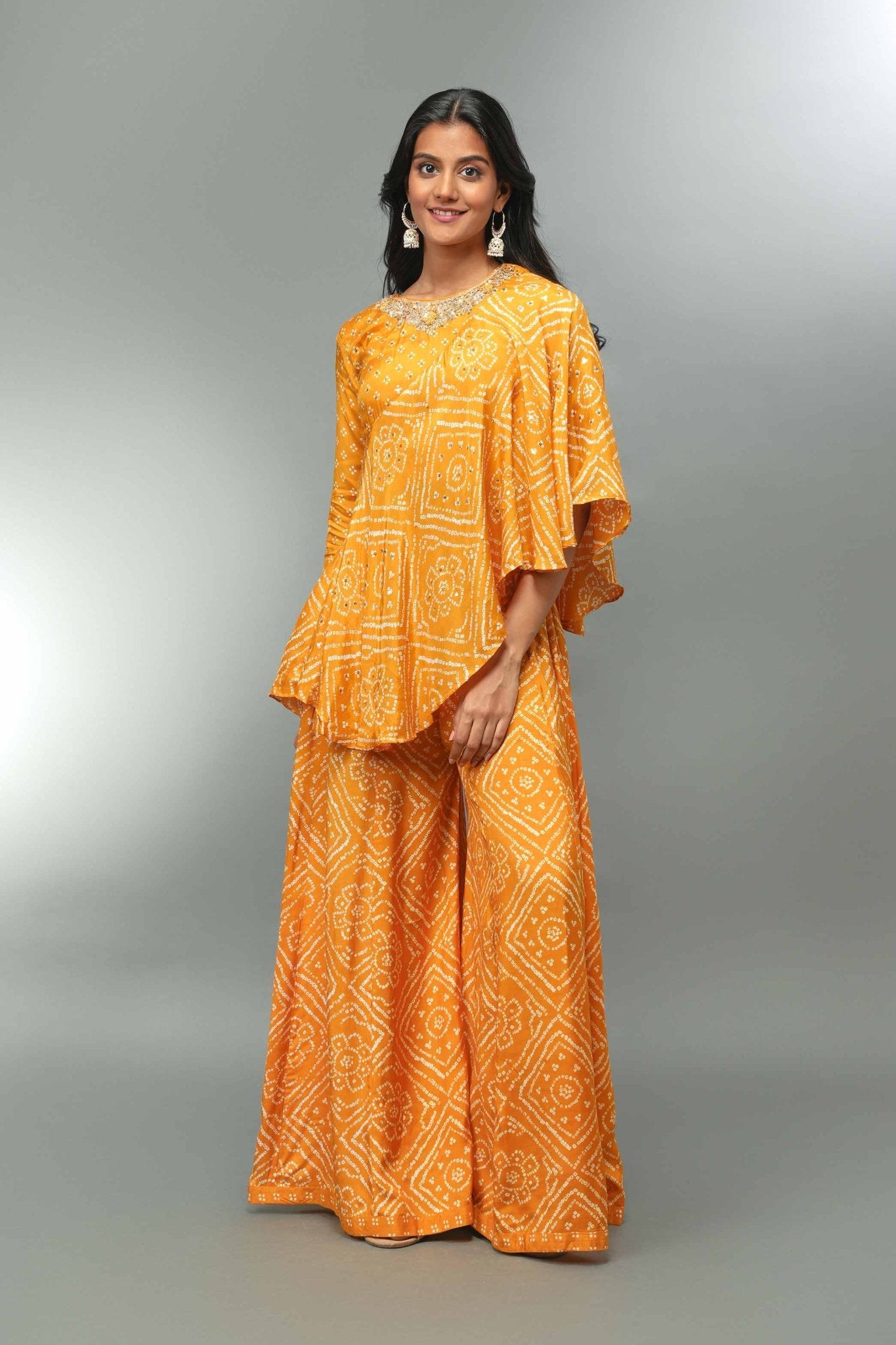 Printed Bandhej Peplum With Palazzo Set - Tulsistudiolifestyletest