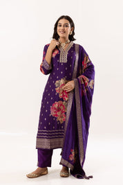 Purple Passion Floral Embroidered Ethnic Ensemble - Tulsistudiolifestyletest