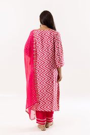 Radiant Fuchsia Chevron Ensemble with Embellished Dupatta - Tulsistudiolifestyletest