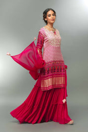 Red Gajji Silk With Georgette Skirt With Dupatta - Tulsistudiolifestyletest