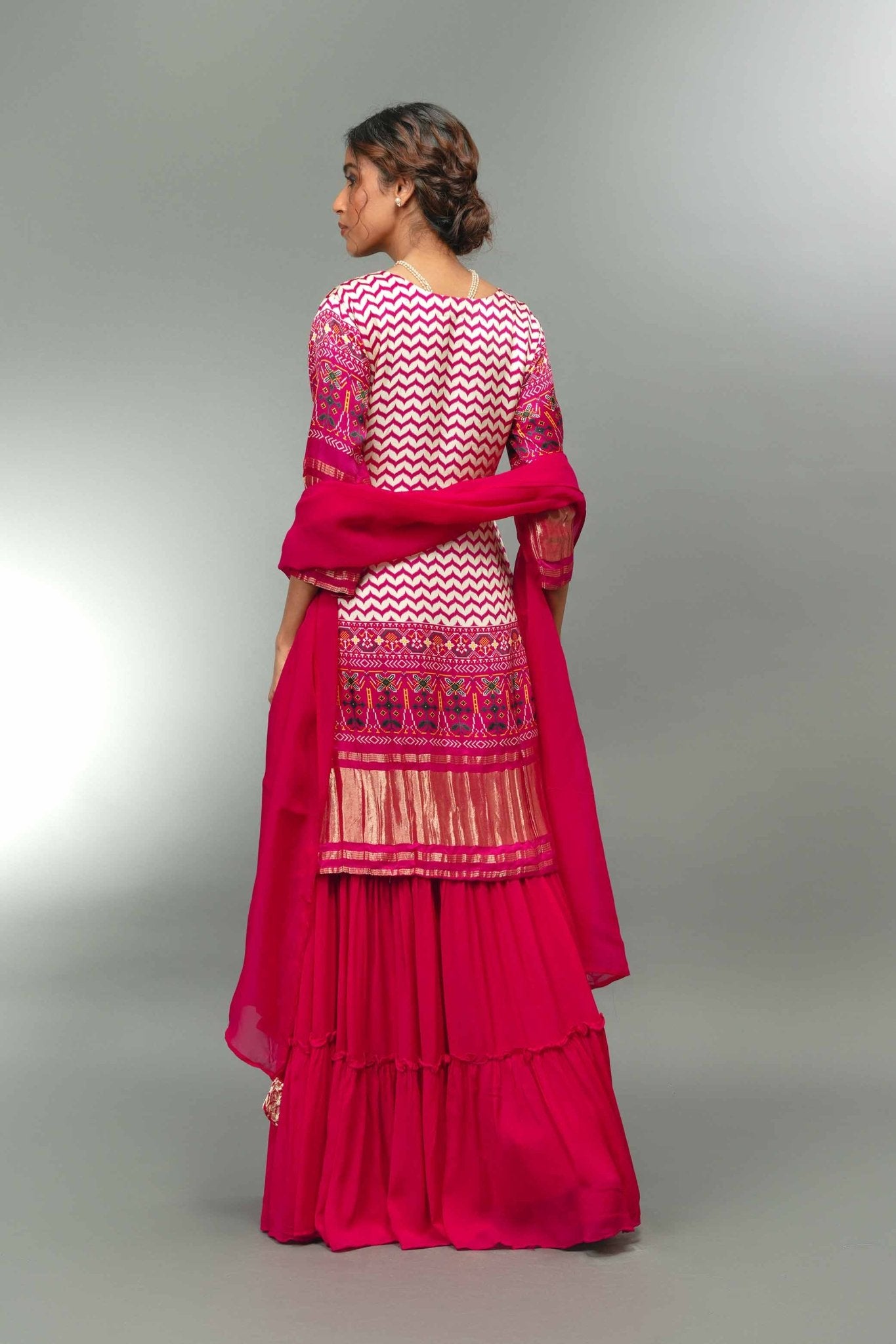 Red Gajji Silk With Georgette Skirt With Dupatta - Tulsistudiolifestyletest