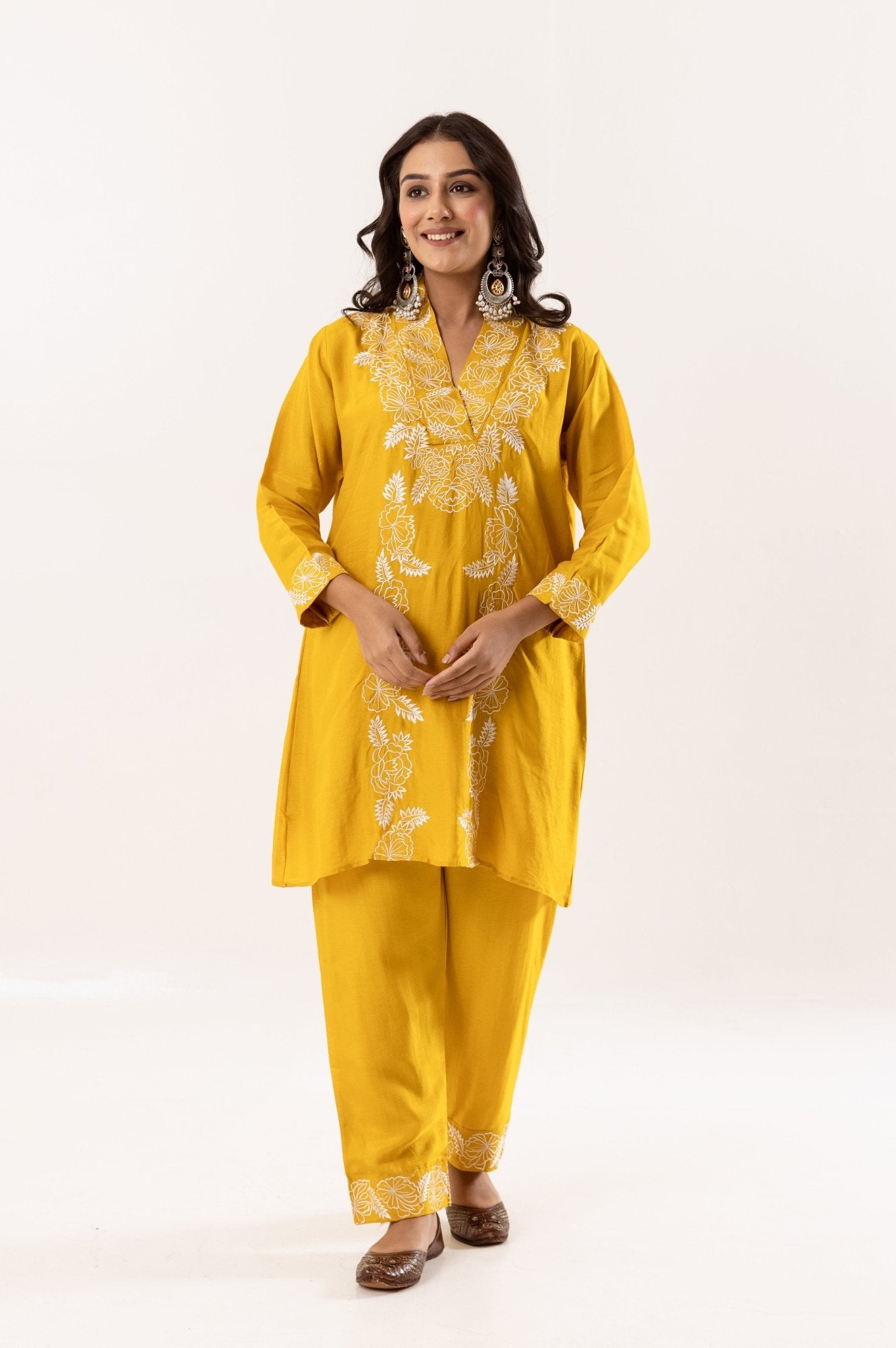 Sunshine Radiance Vibrant Yellow Embroidered Kurta Set with Dupatta - Tulsistudiolifestyletest