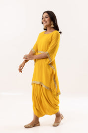 Yellow Short Kaftan with Inner & Harem Pants - Tulsistudiolifestyletest