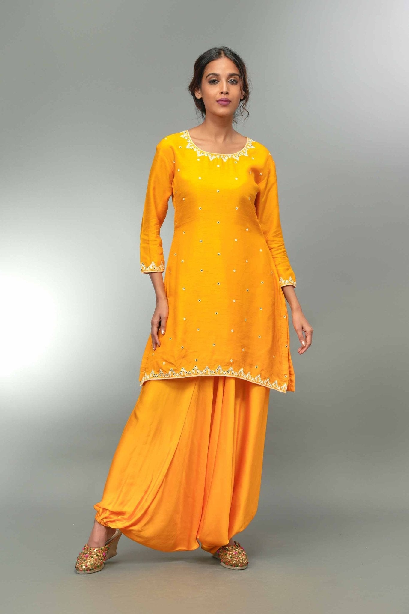 Yellow Short Kurta Harem Pant With Shrug - Tulsistudiolifestyletest