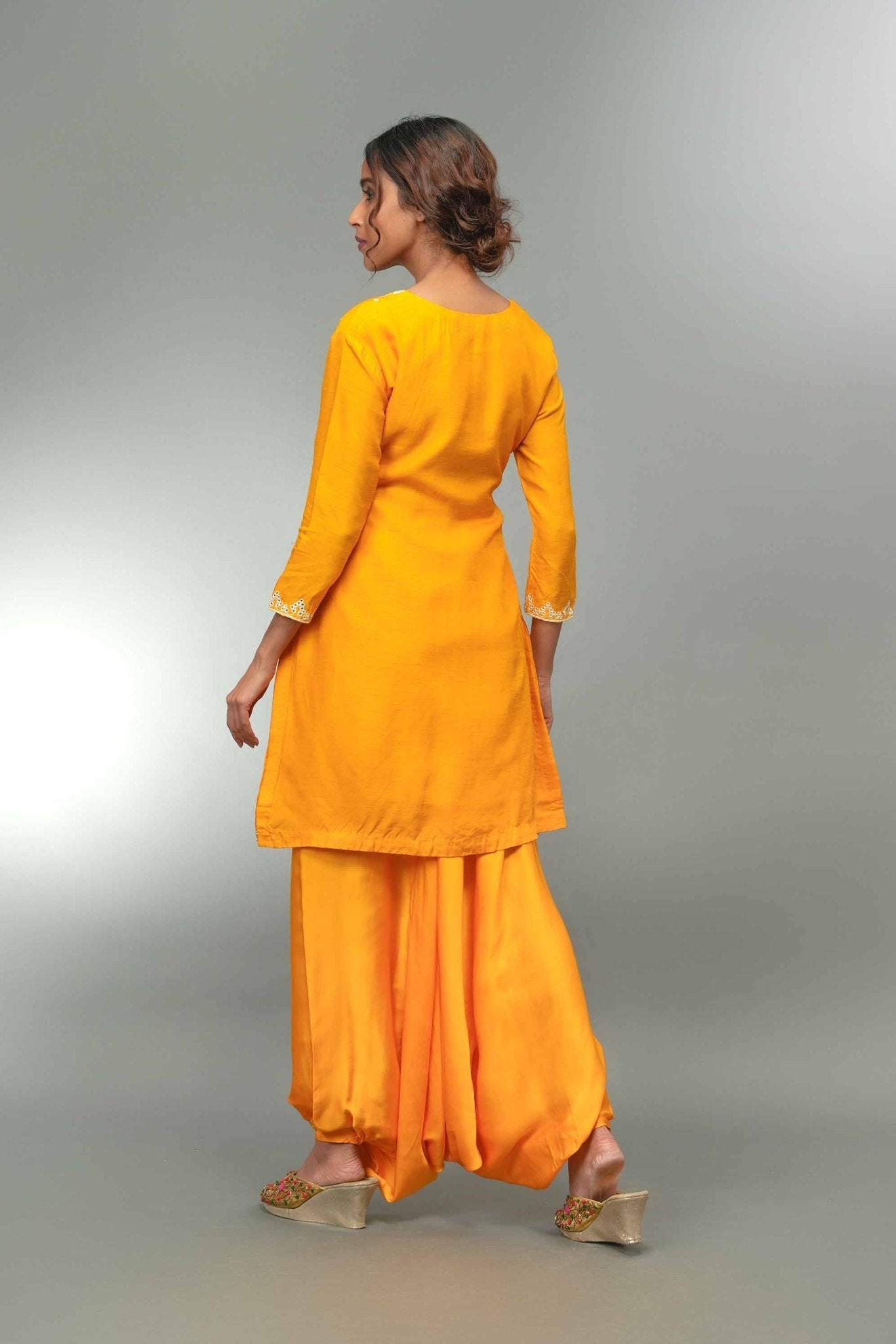 Yellow Short Kurta Harem Pant With Shrug - Tulsistudiolifestyletest