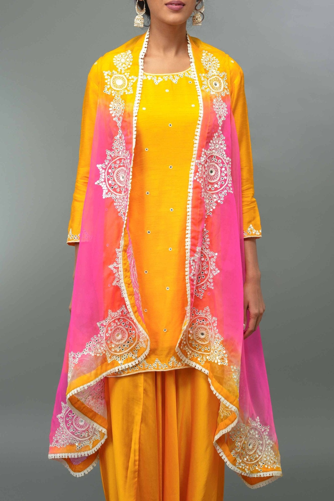 Yellow Short Kurta Harem Pant With Shrug - Tulsistudiolifestyletest